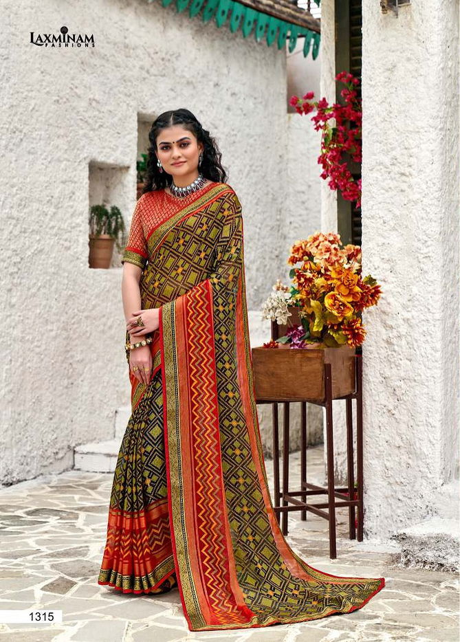 Laxminam Manjari New Festive Wear Designer Chiffon Brasso Saree Collection